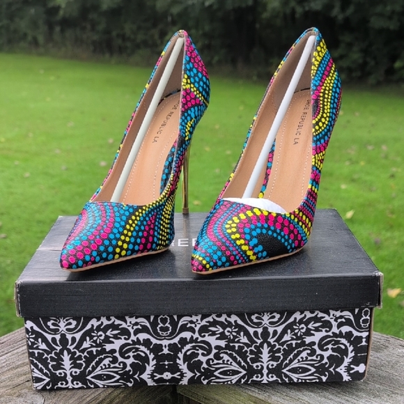 Shoe Republic LA Shoes - Shoe Republic LA Multicolor Patterned Heels